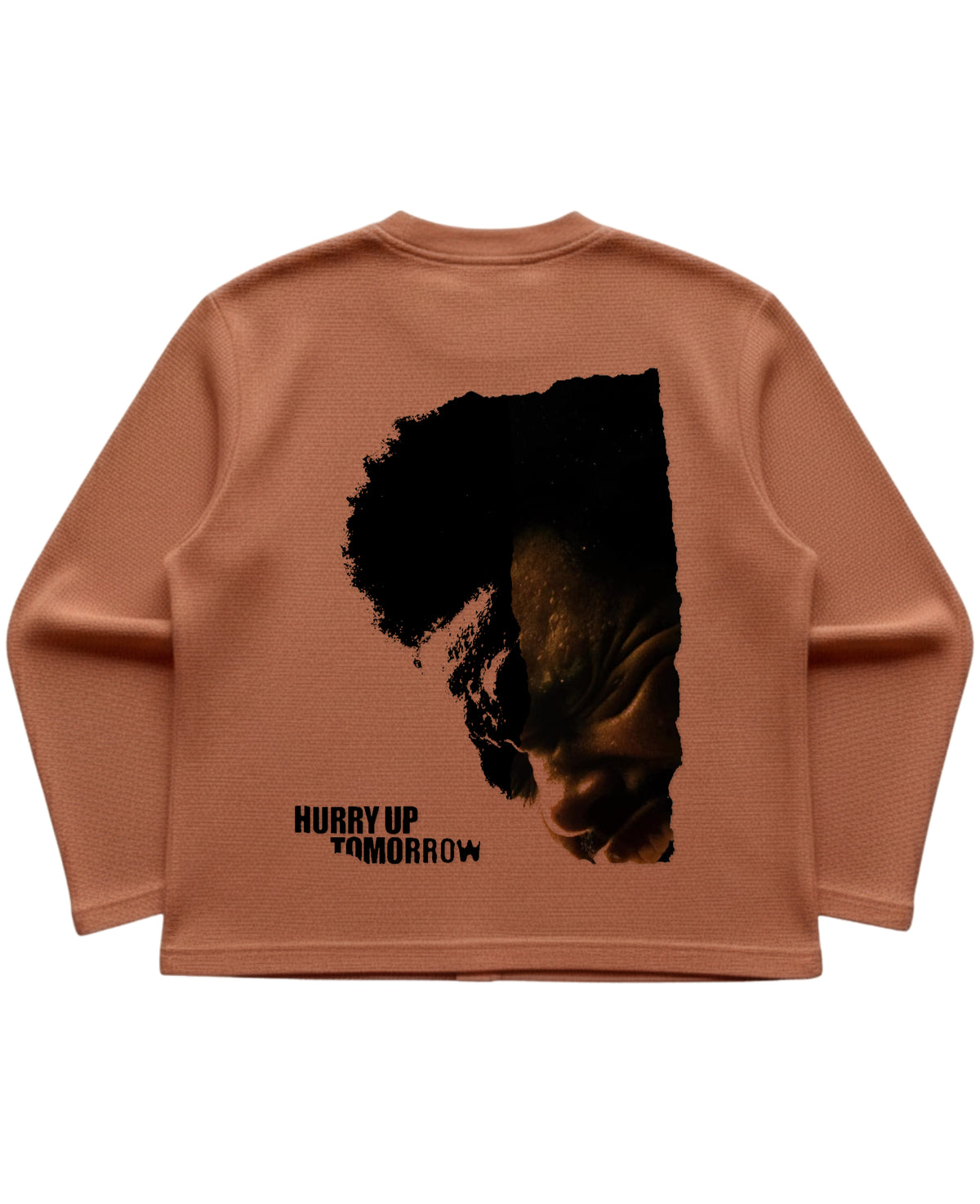 Brown waffle knit oversized full-sleeve Back Design