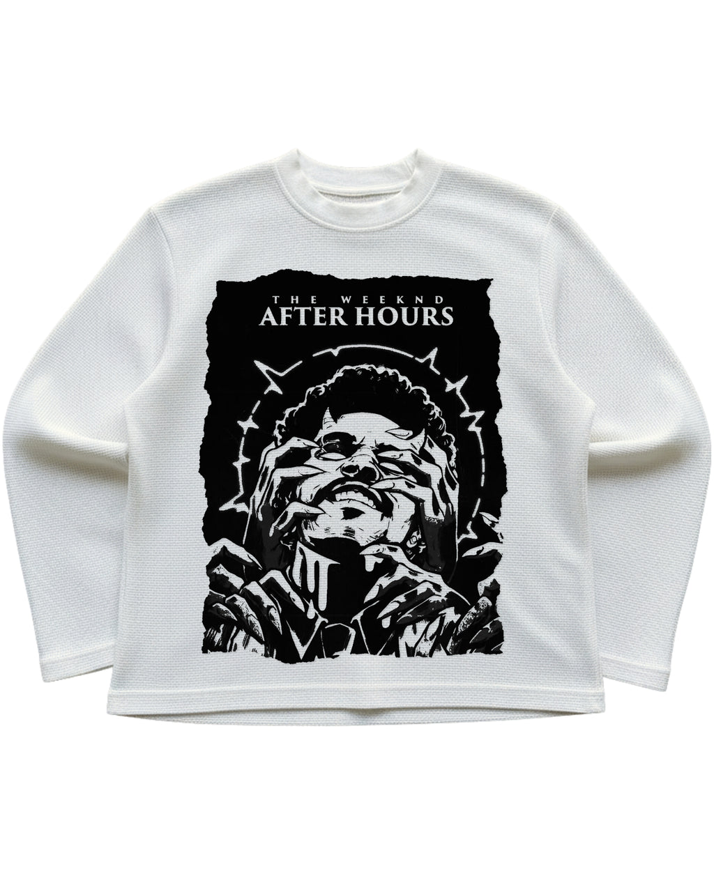 Off-white waffle knit oversized full-sleeve Front Design