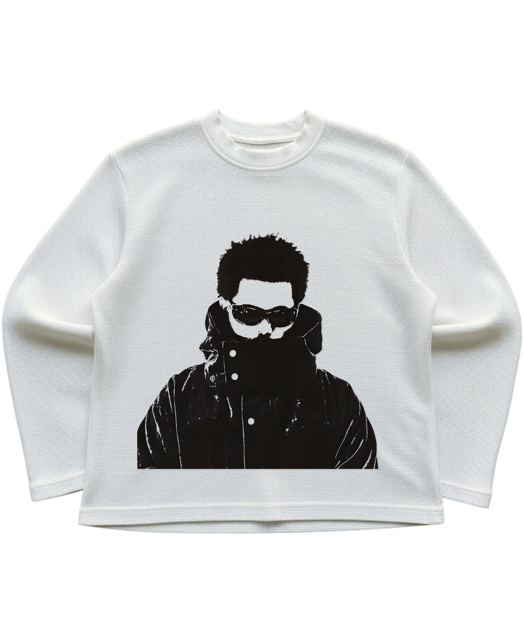 Off-white waffle knit oversized full-sleeve Front Design
