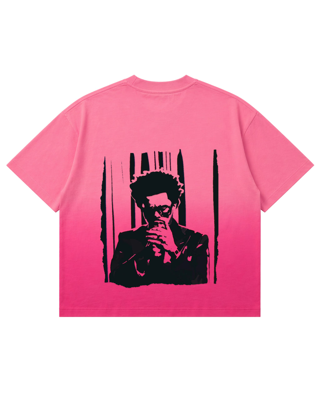 Pink Sunfade Ombré Wash Boxy Fit T-shirt Back Design