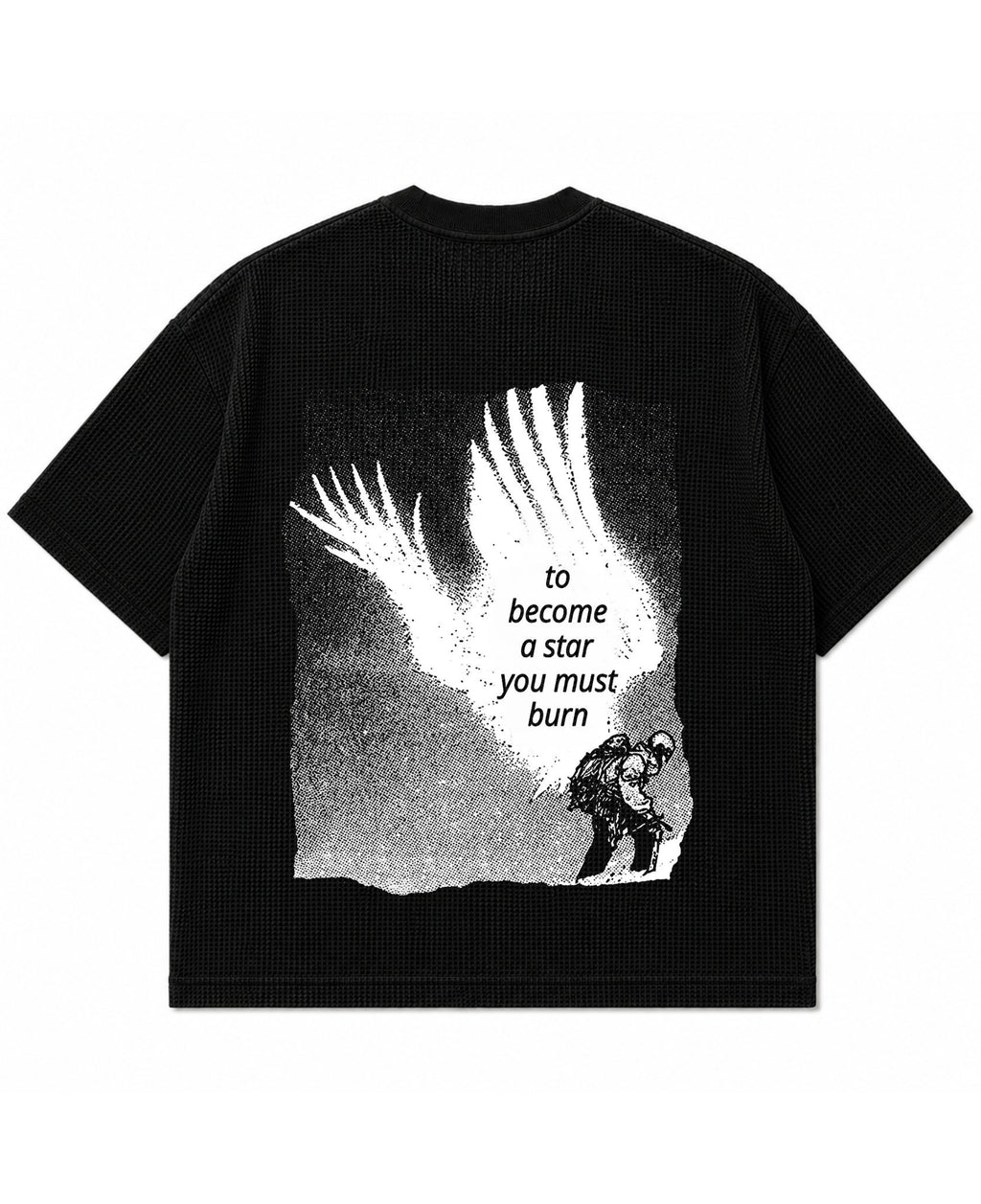 Black waffle boxy fit Back Design