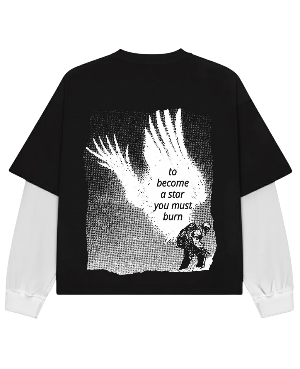 Black With White Sleeve Oversized Tee Back Design