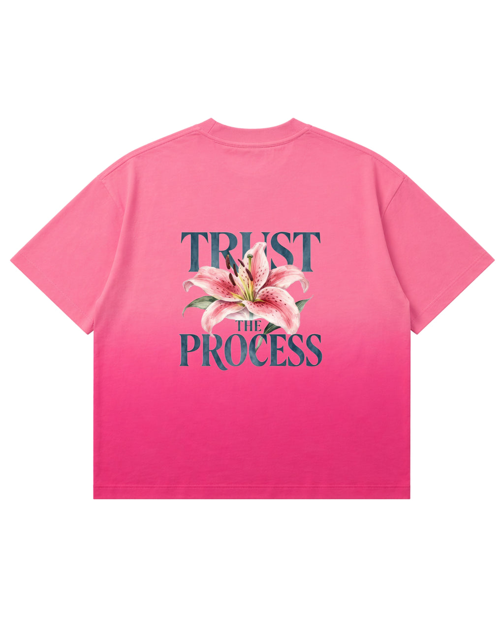 Pink Sunfade Ombré Wash Boxy Fit T-shirt Back Design