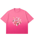 Pink Sunfade Ombré Wash Boxy Fit T-shirt Front Design