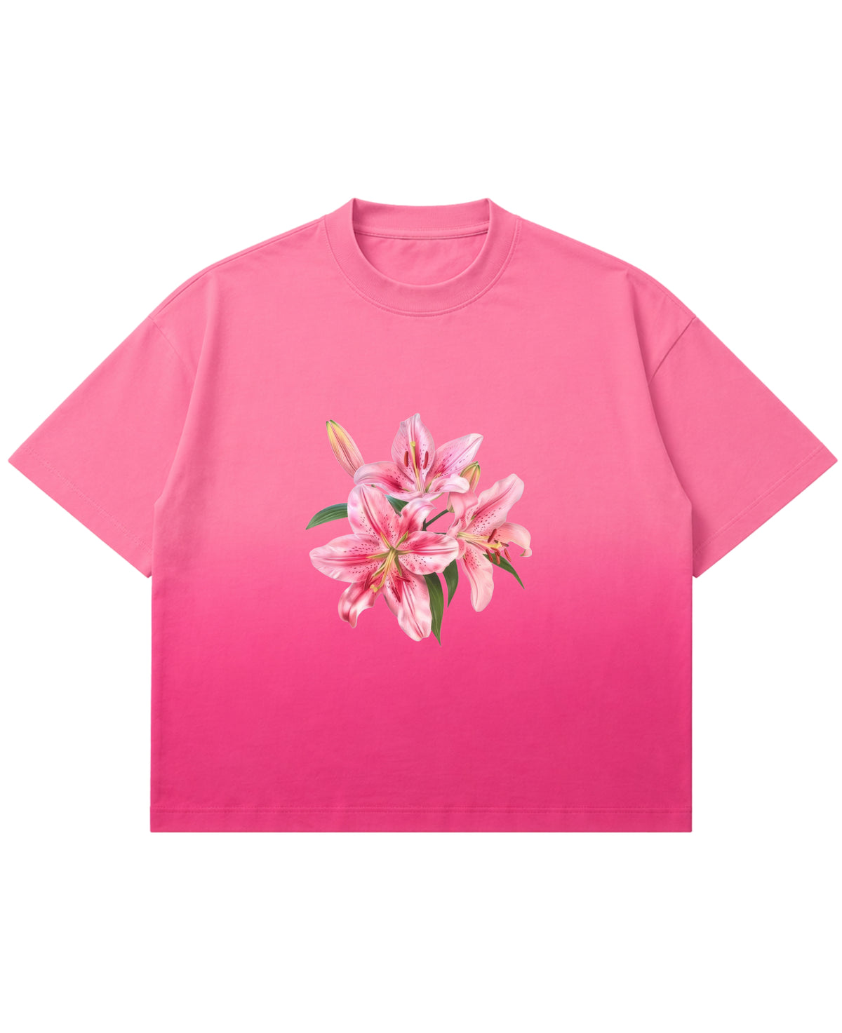 Pink Sunfade Ombré Wash Boxy Fit T-shirt Front Design