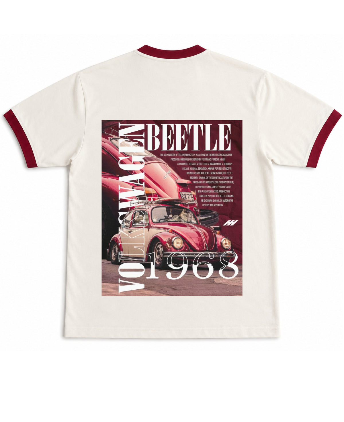 Off White & Maroon Ringer tee Back Design