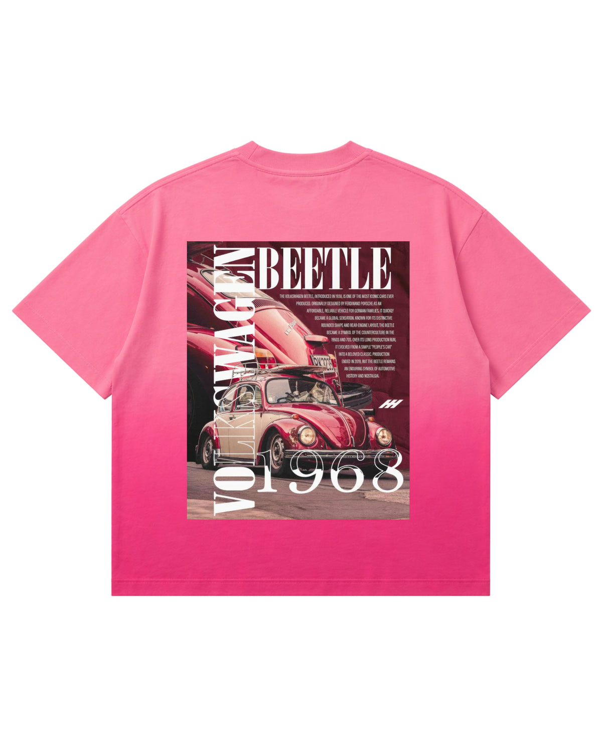 Pink Sunfade Ombré Wash Boxy Fit T-shirt Back Design