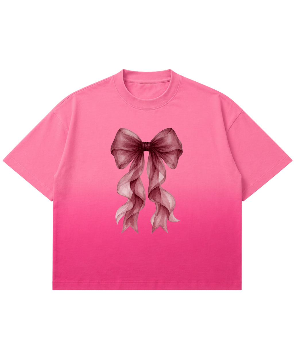Pink Sunfade Ombré Wash Boxy Fit T-shirt Front Design