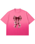 Pink Sunfade Ombré Wash Boxy Fit T-shirt Front Design