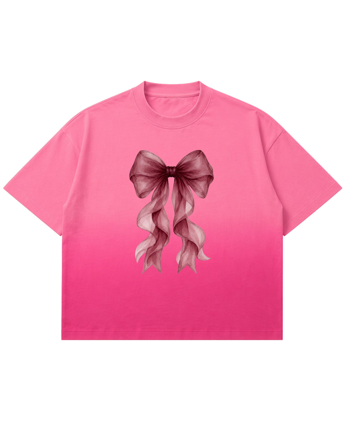 Pink Sunfade Ombré Wash Boxy Fit T-shirt Front Design