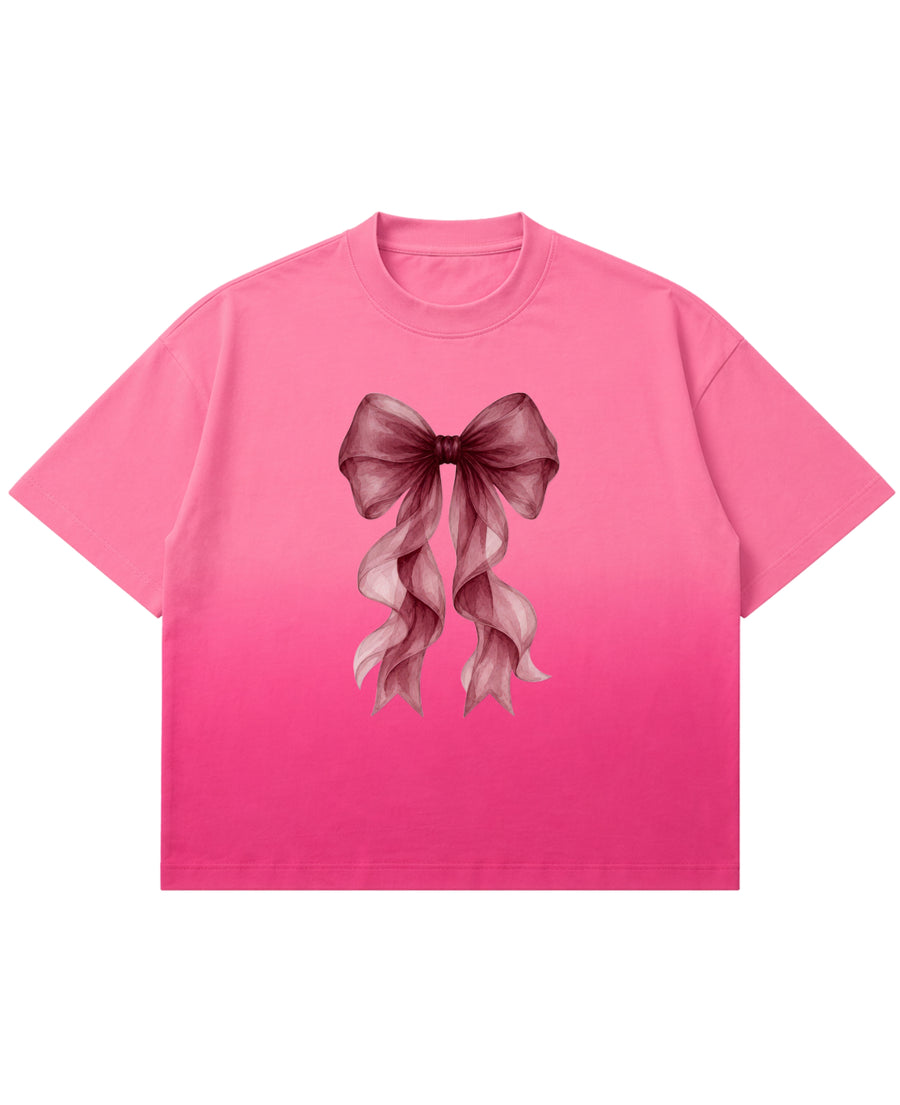 Pink Sunfade Ombré Wash Boxy Fit T-shirt Front Design