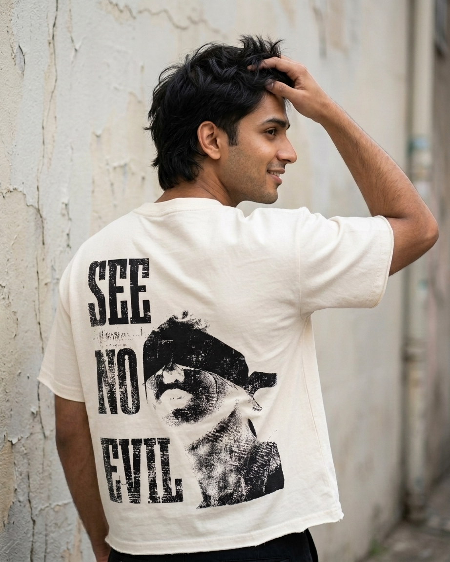 See No Evil - Off White Boxy Fit Tee